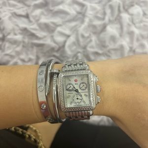 Michele Diamond Deco Watch Silver Stainless